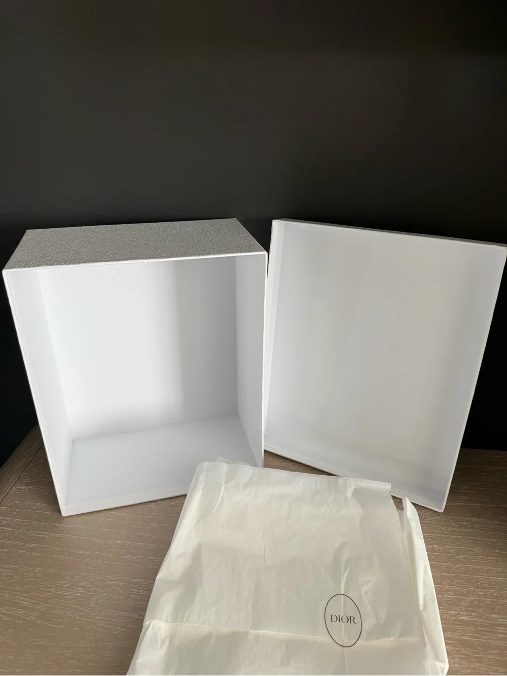 White Dior Gift/Shoe Box & Dior Tissue Paper with Dior Logo Sticker